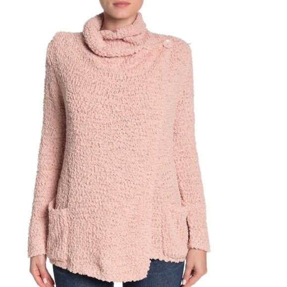 Bobeau Boucle Popcorn Draped Button Cardigan - Picture 2 of 6